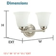 thumbnail image 6 of Aspen Creative 62291-1, 2-Light Bathroom Vanity, 13-1/2" Wide, Transitional Design, Satin Nickel, 6 of 6