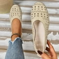 thumbnail image 2 of Avrnliq Womens Perforated Ballet Flats - Slip On Breathable Cut Out Flats with Faux Suede, Comfort Everyday Shoes for Women, Beige,Size 36, 2 of 9