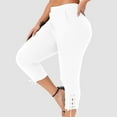 thumbnail image 4 of ZQUUVOU Capri Leggings For Women High Waisted Capri Solid Color Leggings With Pockets For Women Tummy Control Yoga Pant C-White, 4 of 9