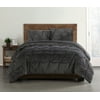 Truly Soft Everyday Pleated Velvet Duvet Sets Grey Full / Queen Duvet Set