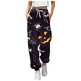 thumbnail image 4 of Women Pants Comfortable Soft Breathable Casual Trousers Pants Fashion Halloween Printed Casual Pants, 4 of 4
