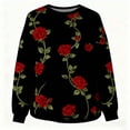 thumbnail image 4 of Moxiu Valentines Sweatshirts for Women Oversized Cute Rose Graphic Heart Sweater Long Sleeve Valentine Shirts Trendy Casual Black,S, 4 of 9