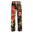 thumbnail image 6 of Lopecy-Sta Pull On Pants for Women Spring Outfits 2025 Women's Comfy Pajama Pants Wide Leg Lounge Palazzo Yoga Pants Stretch Casual Floral Print Fold Waist Pants, 6 of 6