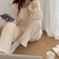 thumbnail image 1 of Korean Sleepwear Women Pajama Sets Polka Dot Long Sleeve Piiama Spring Sets for Women 2 Pieces Night Wears Sleeping Home Suit, 1 of 3