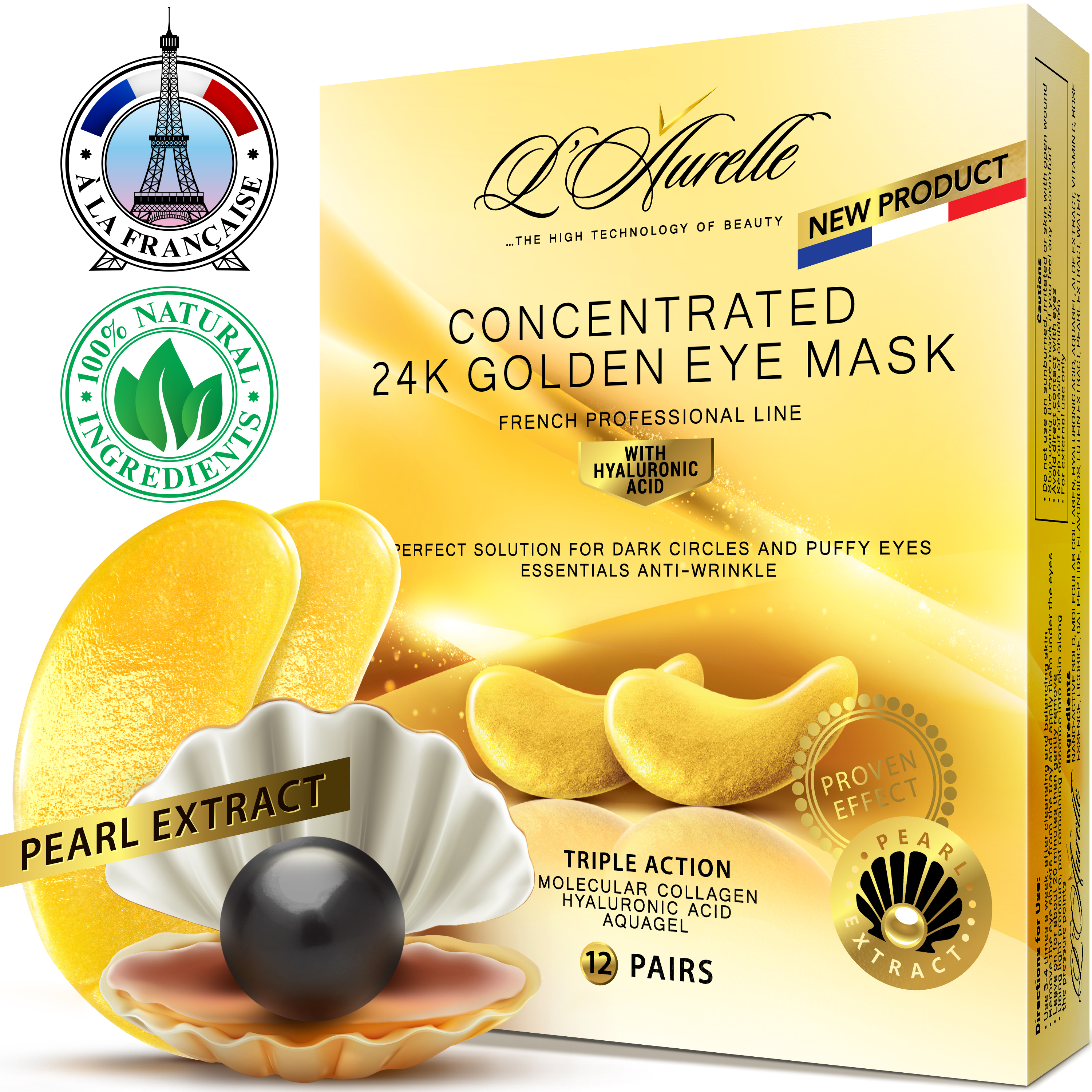 Under Eye Mask Gold Eye Mask AntiAging Hyaluronic Acid 24k Gold Eye