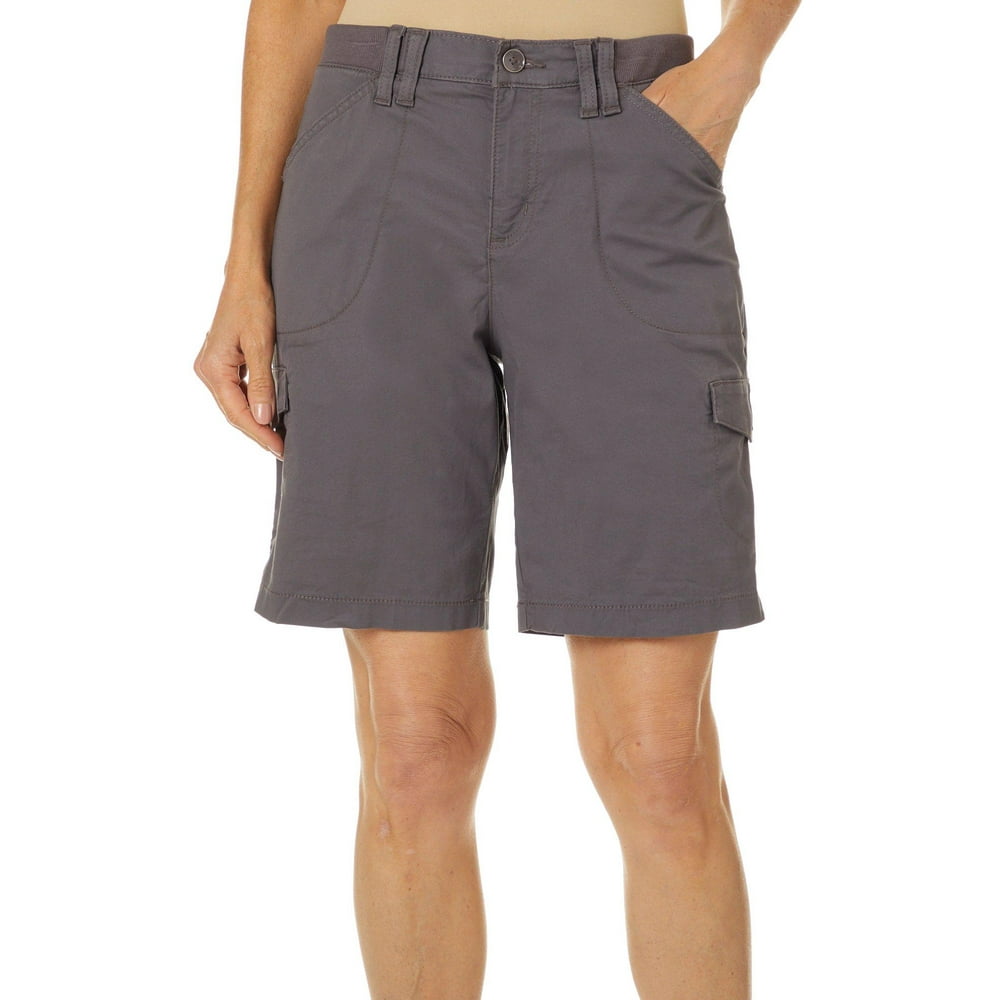 Lee Lee Womens FlexToGo Solid Relaxed Fit Cargo Bermuda Shorts