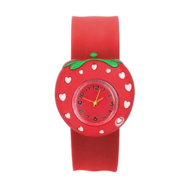 Wartleves Reloj de pulsera de cuarzo con correa de silicona a presión y dibujos animados para niños, lote T3