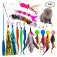 thumbnail image 2 of Wand Cat Toy Set Caterpillar Feather Replacement Head Colorful Hair Ball Tassel Retractable Fishing Rod   Amusing Cat Stick 14PCS Retractable, 2 of 7