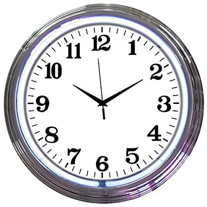 New Orleans Saints Neon Clock Neonetics Bar and Game Room Neon Alphanumeric Wall Clock with White Neon and Chrome Rim, 15-Inch ()