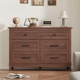 thumbnail image 3 of Commode 6 Tiroirs pour Chambre, Commode à Tiroirs de 47 Po de Large avec Rangement Autoportante, Coffre de Rangement en Bois pour Salon, Chambre, Entrée, Walunt, 3 of 7