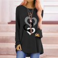 thumbnail image 2 of Long Sleeve Shirts for Women Dressy Casual Crew Neck Hem Flowy Tops Color Block Geometry Printed Oversized Loose Tunic Shirts Graphic Tees for Spring Fall #B06-Orange S, 2 of 5
