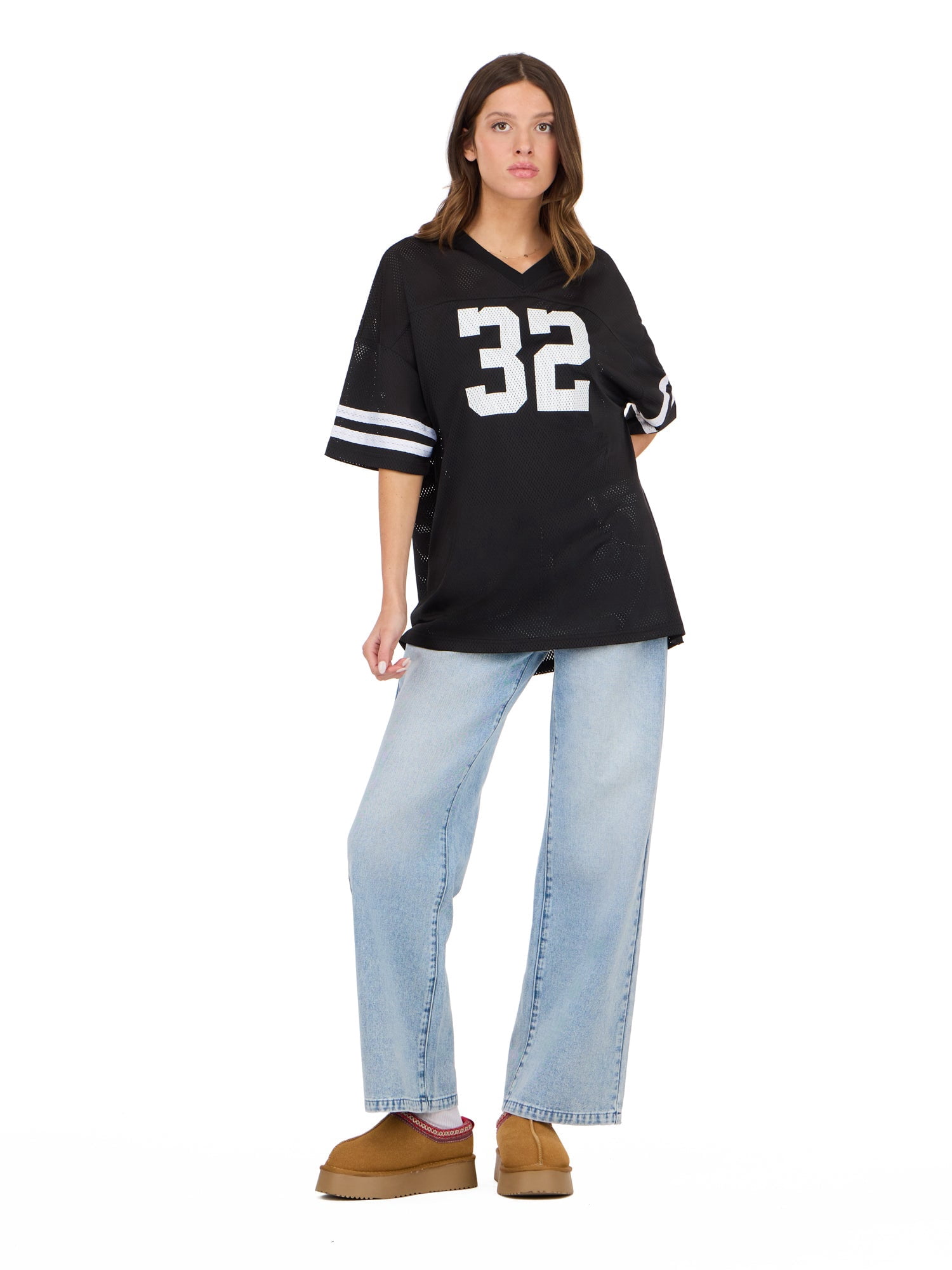 Forever 21 Women's Mesh Oversized Football Tee with Screened Detail, Sizes XS-XL