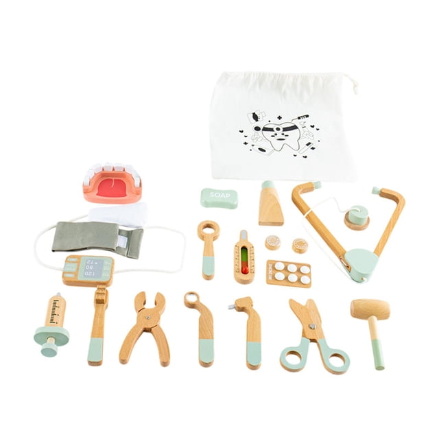 Yinanstore Ensemble de Jouets de Médecin pour Enfants 17 Pcs Sac de Médecin pour Compétences Motrices Kit Médical Jeu de Rôle Ensemble de Médecin pour Enfants Cadeau Vert