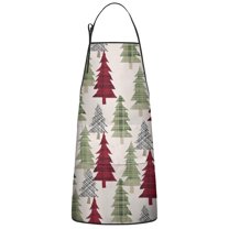 Multicolor Christmas Tree Pattern Apron-Garden Aprons for Women with Pockets-Cotton Linen Waterproof Kitchen Cooking Gardening Aprons Adjustable for Kitchen,Cooking,BBQ and Salon 33"x27"