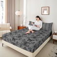 thumbnail image 3 of Erosebridal Vintage Bohemian Damask Bed Sheets,Boho Exotic Style King Sheets For Boys Girls 4 Pieces, 3 of 6