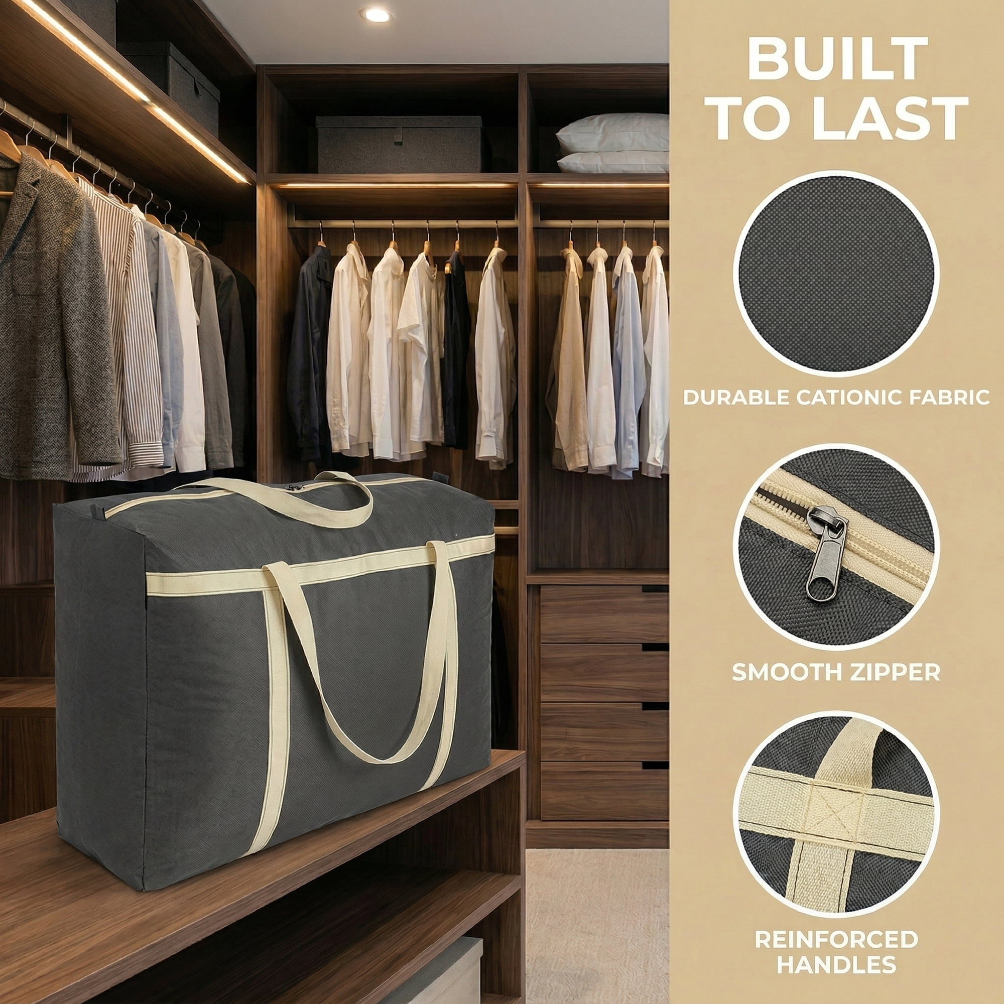 Unique Bargains Foldable Storage Bags for Organizing Clothing Black 26.8"x9.8"x19.7"