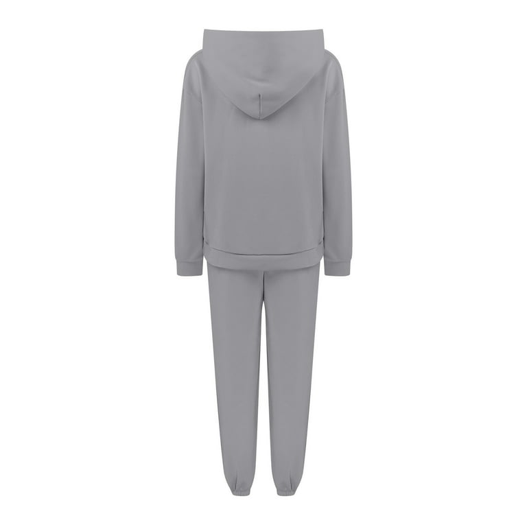 Ecqkame 2023 Sports Running Set Sports Wear Keep Warm Sports Set Clearance  Women Casual Solid Color Two Piece Long Pants Hooded Pullover Long Sleeve  Sweatshirts Sets Gray XL 