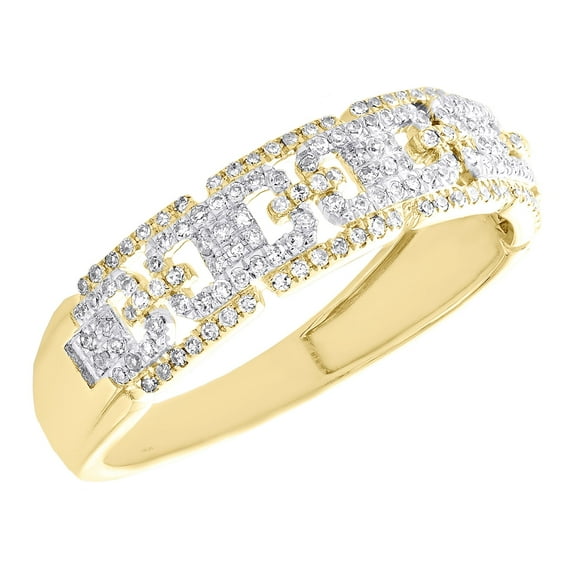 10K Yellow Gold Diamond Mens Mariner Chain Wedding Band Anniversary Ring 0.37 CT