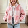 thumbnail image 2 of Agkizg Kids Girls Plushed Zip Up Jacket Long Sleeve Winter Coat with Pockets Solid Color Warm Sporty Casual Outerwear, 2 of 4
