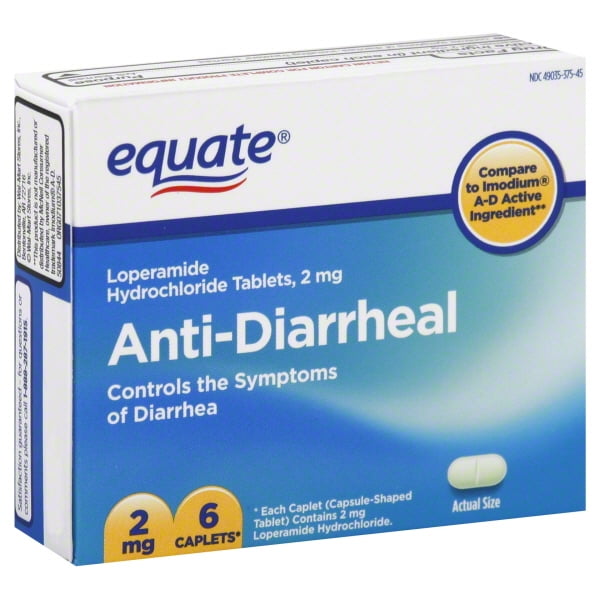 Equate AntiDiarrheal Relief Hydrochloride Tablets, 2 mg, 6 Count