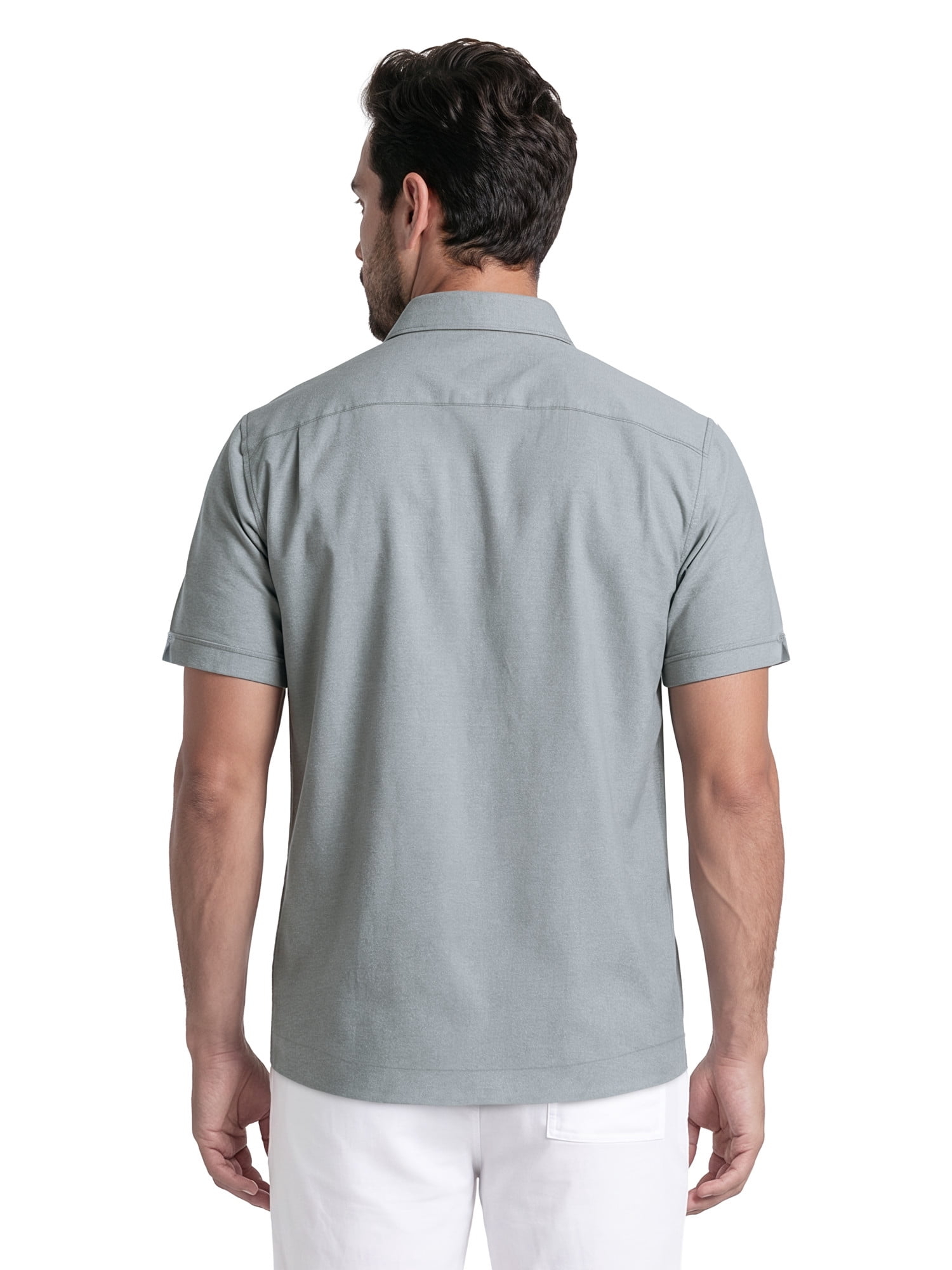 Cafe Luna Men's & Big Men's Chambray with One Pocket Short Sleeve Button Down Shirt, Sizes S-5XL