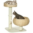 thumbnail image 1 of PawHut 28" Cat Tree with Scratching Post Double Beds for Indoor Cats, Beige, 1 of 10