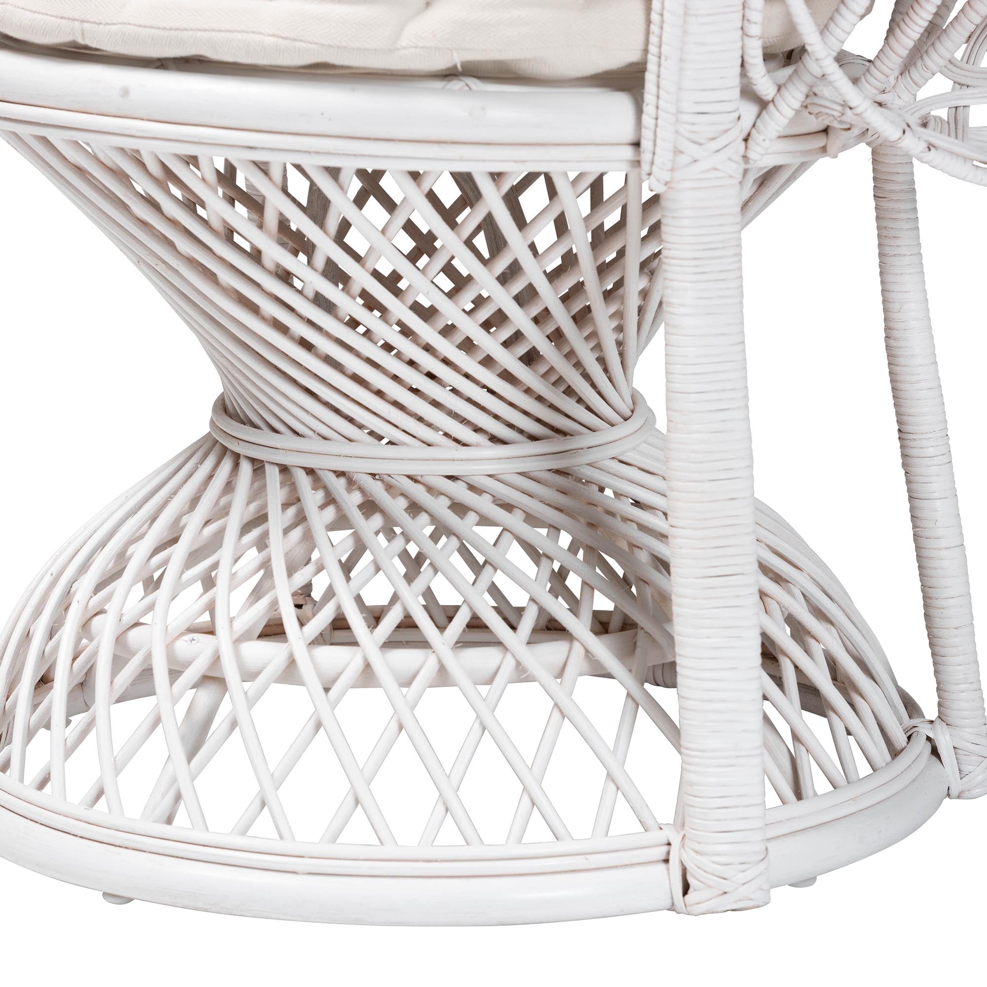 bali & pari Ediva Rattan BOHO Peacock Chair, White