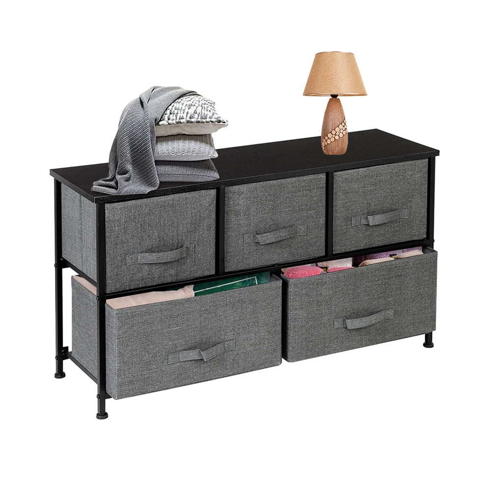 Lowestbest 2-Tier Drawer Dresser, Dresser Drawer Organizer 5 Drawers, End Table Storage Cabinet, Easy Pull Fabric Bins, Wooden Side Table for Bedroom, Hallway, Entryway Furniture, Gray Lowestbest 2-Tier Drawer Dresser, Dresser Drawer Organizer 5 Drawers, End Table Storage Cabinet, Easy Pull Fabric Bins, Wooden Side Table for Bedroom, Hallway, Entryway Furniture, Gray