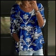 thumbnail image 2 of Blouses for women dressy casual Bubble Wrinkles Soft Clothing XXL Blue womens blouses, 2 of 3