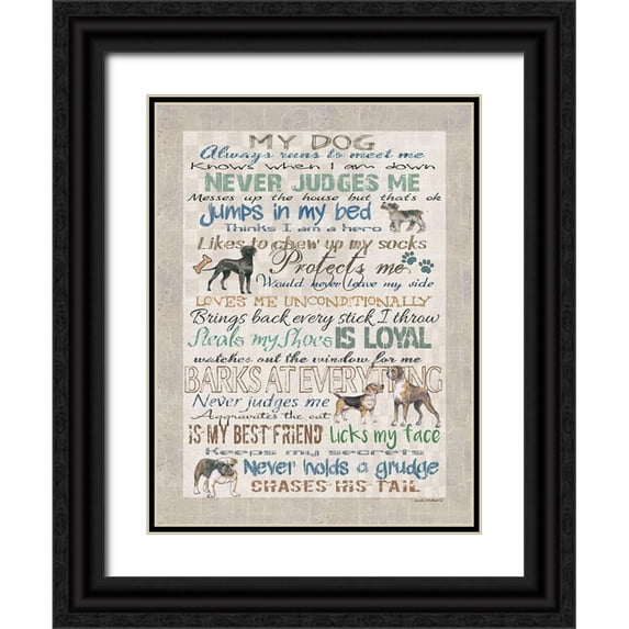 Phillips, Anita 19x24 Black Ornate Wood Framed with Double Matting Museum Art Print Titled - My Dog