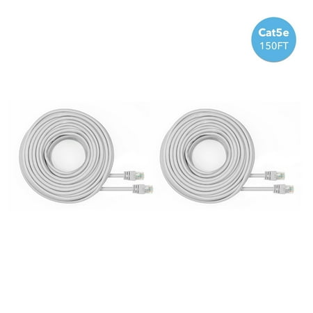 Amcrest Cat5e Cable 150ft Ethernet Cable Internet High Speed Network Cable for POE Security Cameras, Smart TV, PS4, Xbox One, Router, Laptop, Computer, Home, 2-Pack (Best Internet Speed For Smart Tv)