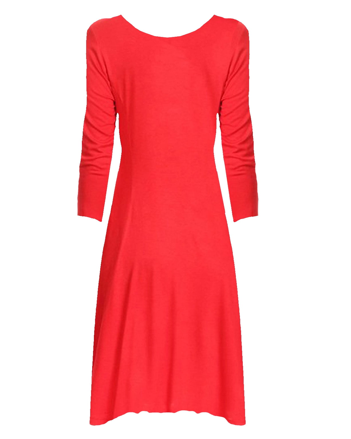 Red Jersey Knit Long Sleeve Flared 