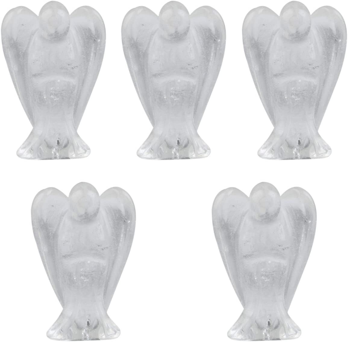 Carved Crystal Gem Guardian Angel Figurine Pocket Statue Healing Ornament 1.5'' 