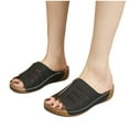 thumbnail image 3 of Ruyang Womens Wedge Sandals Women's Beach Slope Heel Slippers Hollow Casual Slippers Slope Bottom Shoes Retro Sandals, 3 of 6