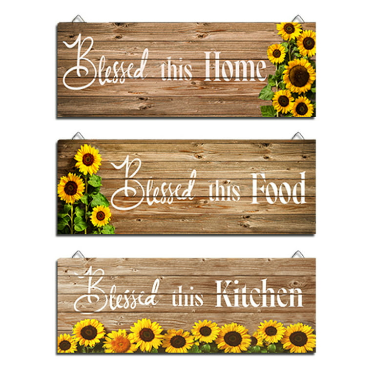Sunflower Kitchen Decor Summer Decor Blessed Thankful Wooden