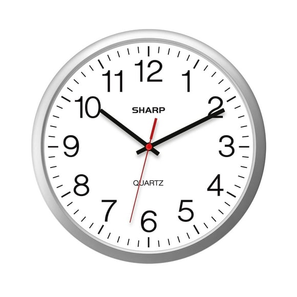 Reloj de pared Sharp Silver de 35 cm, silencioso, no hace tictac, de cuarzo