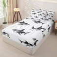 thumbnail image 2 of Homewish Cartoon Sealife Kids Zipper Full Size Comforter Sets with Fitted Sheet and 2 Pillowcases, Ocean Shark Zipper Bedding Set, Black Reversible, 4-Piece, 2 of 6