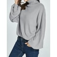 thumbnail image 2 of SSLR Oversized Sweaters for Women Turtleneck Sweater Drop Shoulder Knit Long Lantern Sleeve Pullover Sweater, 2 of 8
