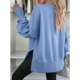thumbnail image 6 of Womens Oversized Sweatshirts Crew Neck Long Sleeve Shirts Casual Loose Slit Fall Outfits Blue L, 6 of 7