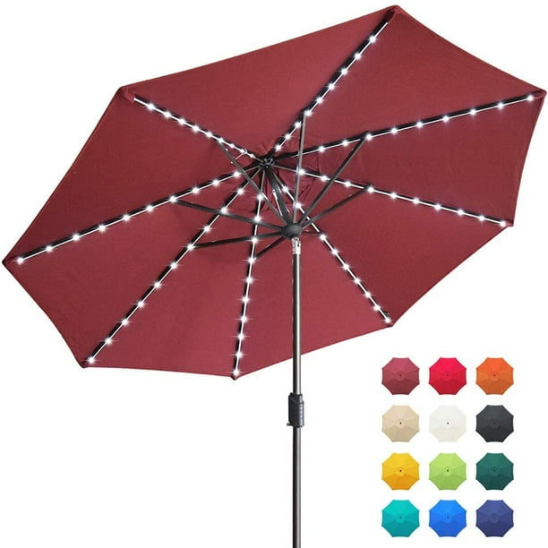 Eliteshade Sunbrella Solar Umbrellas 9ft Market Umbrella With 80 Led Lights Patio Umbrellas Outdoor Table Umbrella With Ventilation And 5 Years Non Fading Top Burgundy Walmart Com Walmart Com
