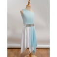thumbnail image 5 of Miutii Kids Girls Liturgical Praise Lyrical Dance Dress Color Block One Shoulder Worship Church Dress Tunic Dancewear Light Blue 16, 5 of 7