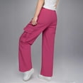 thumbnail image 5 of CYRBOKO Girls Cargo Pants, Elastic Waist Loose Holiday Casual Wide Leg Pants Hot Pink Size 10-12 T, 5 of 7