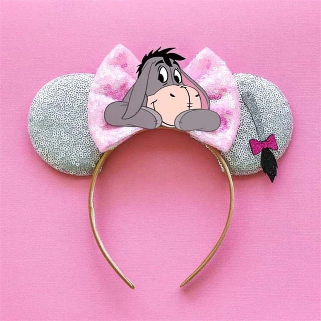 Diadema de Orejas de Mickey Mouse de Navidad Disney con Lentejuelas y Lazos para Mujeres Gao Jinjia LED