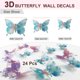 thumbnail image 2 of Pegatinas de pared de mariposas 3D de bricolaje de Unique Bargains con arte para habitación en azul teal y púrpura, 24 piezas, 2 of 7