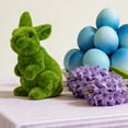thumbnail image 5 of Easter Decorations Flocked Bunny Figurines Set of 2, Green Velvet Simulation Rabbits Ornament for Spring Home Desk Tabletop Decor, 5 of 6