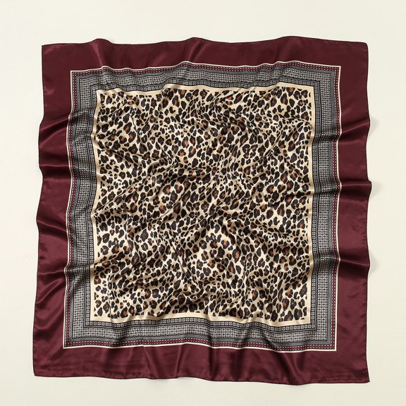 90cm Leopard Print Square Scarf Satin Silk Headband Muslim Woman Hijab Lady Fashion Hairwrap Rock Style Headscarf Islam Foulard