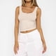thumbnail image 5 of Sujetador Deportivo Henley de Canalé para Mujer - Top Corto de Yoga con Espalda Cuadrada y Relleno, con Almohadillas Integradas Color de la Carne L, 5 of 7