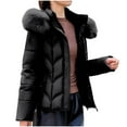 thumbnail image 4 of Sriper Women Winter Coats Thermal Zip up Long Sleeve Padded Jacket Fuzzy Hooded Stand Collar Windproof Quilted Jackets Loose Fit Soild Thicken Warm Outerwear 2025 Fashion Snow Coats with Pockets, 4 of 9