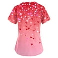 thumbnail image 5 of Scrub For Women Petite,Women's V-Neck Valentine's Day Printed Fashion Loose-Fit Short-Sleeve Nursing Scrubs Top with Pockets - Wine - XL, 5 of 5