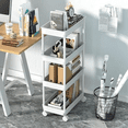 thumbnail image 4 of 4 Tier Wide Storage Cart Mobile Shelving Unit Organizer Slide Out Storage Rolling Utility Cart Tower Rack for Kitchen Bathroom Laundry, Plastic & Stainless Steel,White, 4 of 6